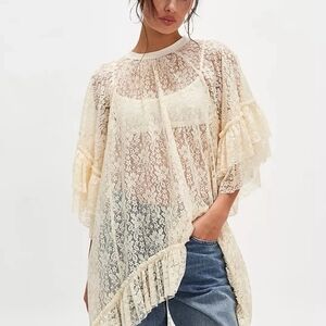 Free People Cream Lace Blouse